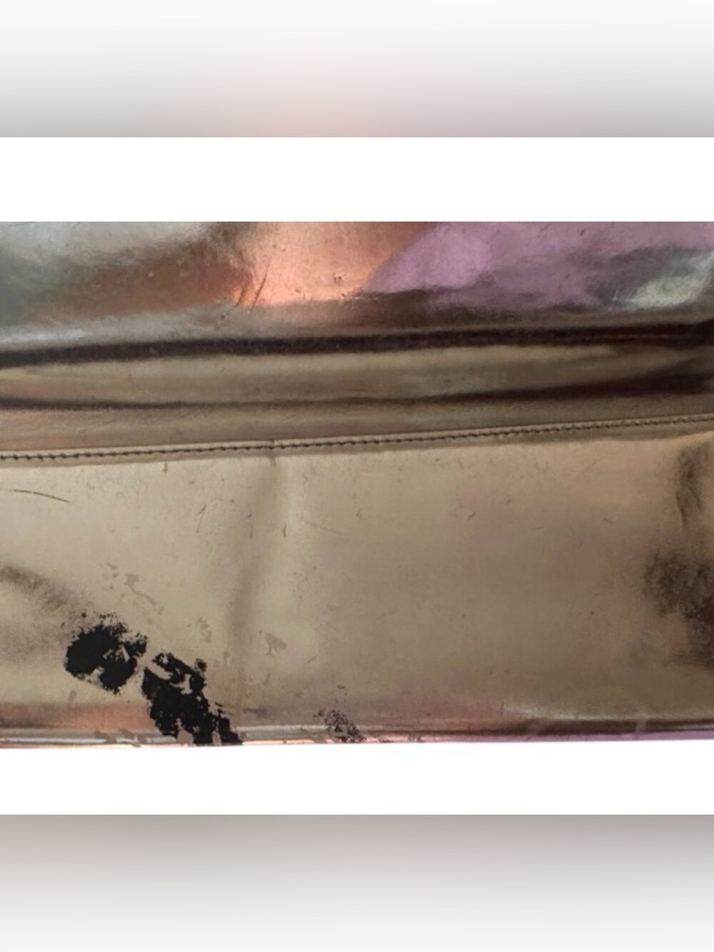 Christian Louboutin Metallic Silver Abstract Graphic Print Leather Clutch EUC - Picture 8 of 10